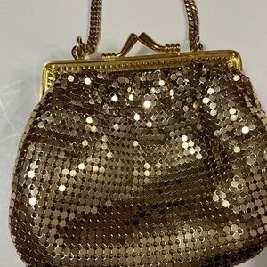 Vintage Whiting and Davis gold mesh metal cocktail purse